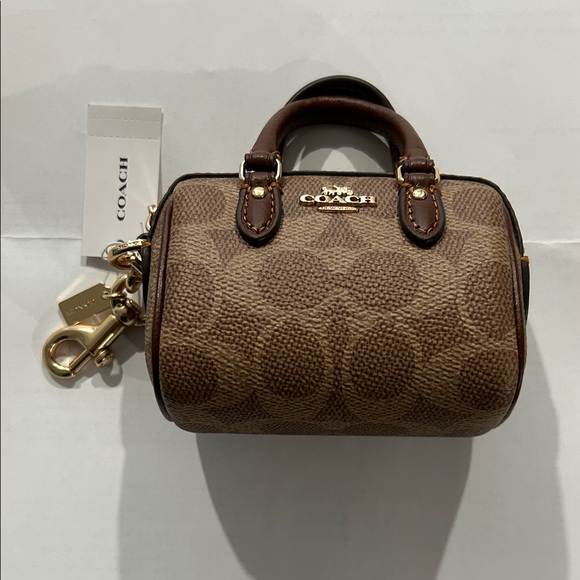 Coach Brown Mini Rowan Satchel Bag Charm Brown Signature CX068 - Picture 2 of 3